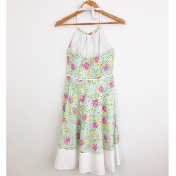 Lily Pulitzer 100% Cotton Halter Floral Midi Dress Size Small - Picture 5 of 8